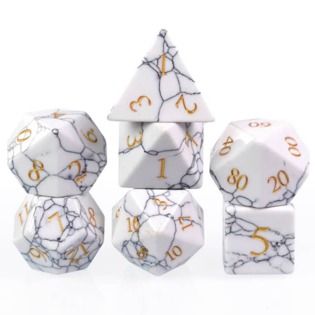 White texture turquoise dnd dice set stacked