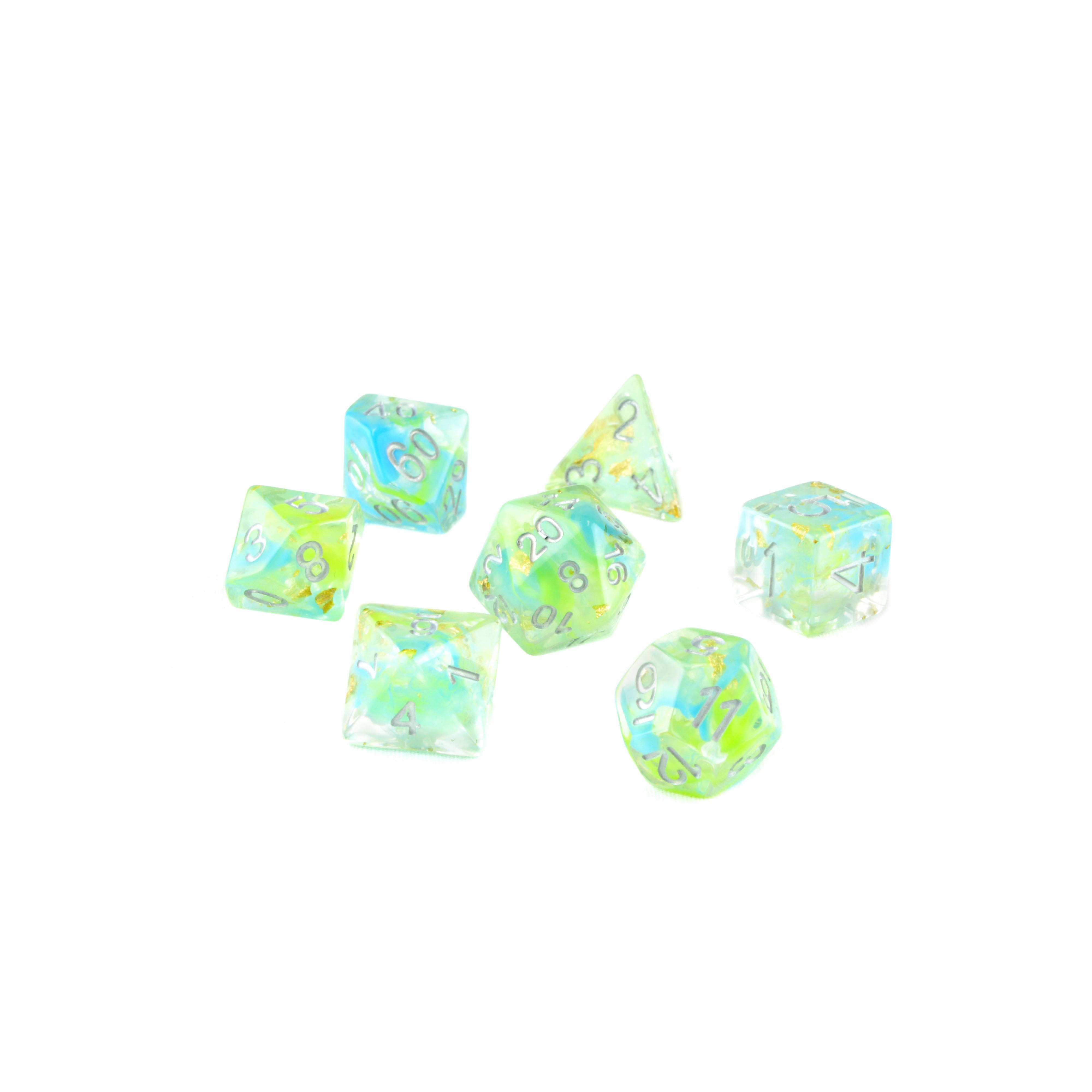 lime and teal dnd dice set