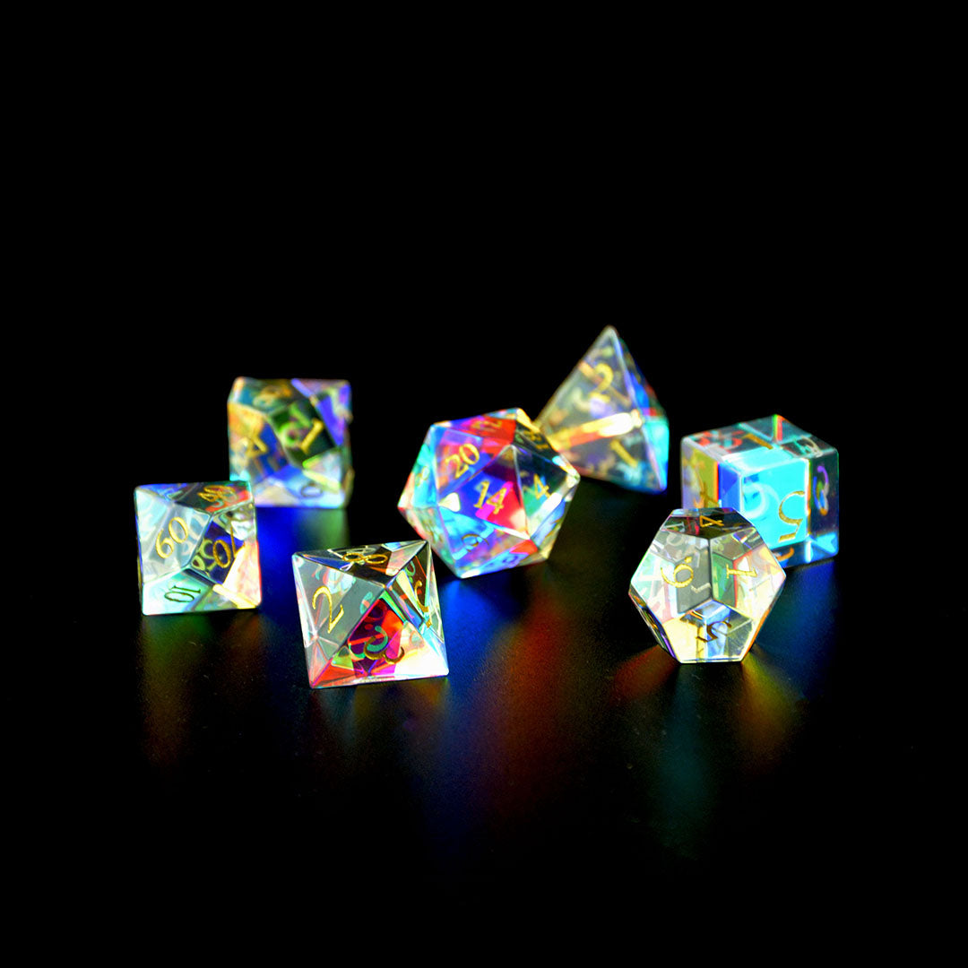 Wish - Rainbow Prism Glass dnd dice